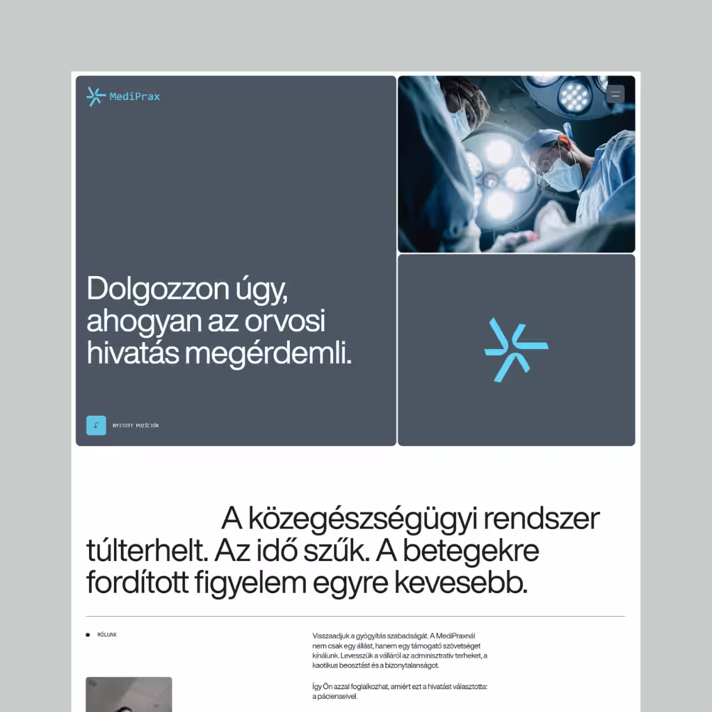 MediPrax - Koncepció weboldal